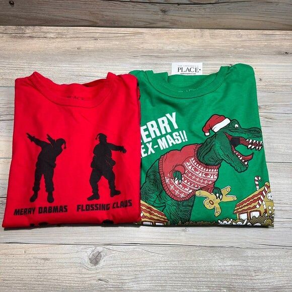 Long Sleeve Christmas/Holiday Themed T-shirts Childrens Place L 10/12 - Picture 1 of 4